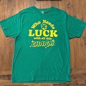 Celebrate St.Patrick’s day  Green Graphic Tee who needs luck with all this charm
